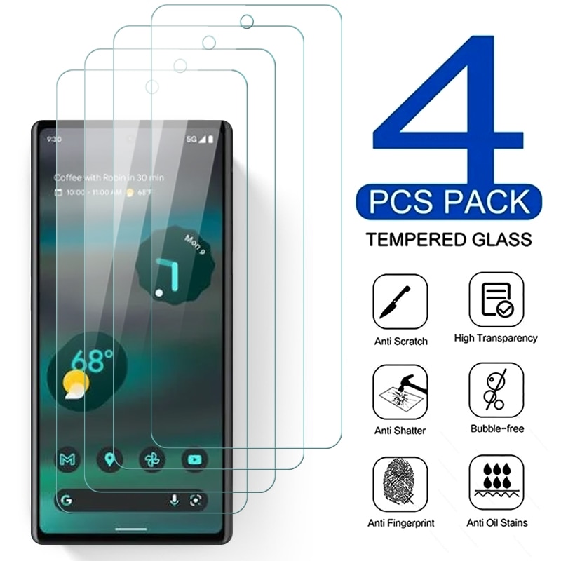 4PCS 9H Premium Tempered Glass For Google Pixel 6A 6 A Googe A6 Pixel6A 5G Glass Screen Protector HD Explosion-proof Film Cover