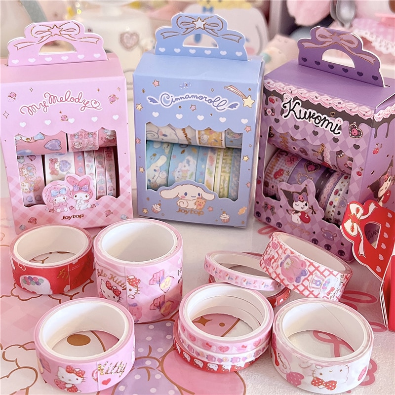 10Roll Cute Cartoon Decoration Adhesive Masking Tape Handbook DIY Scrapbooking Journal Collage Material Stickers Kids Gift