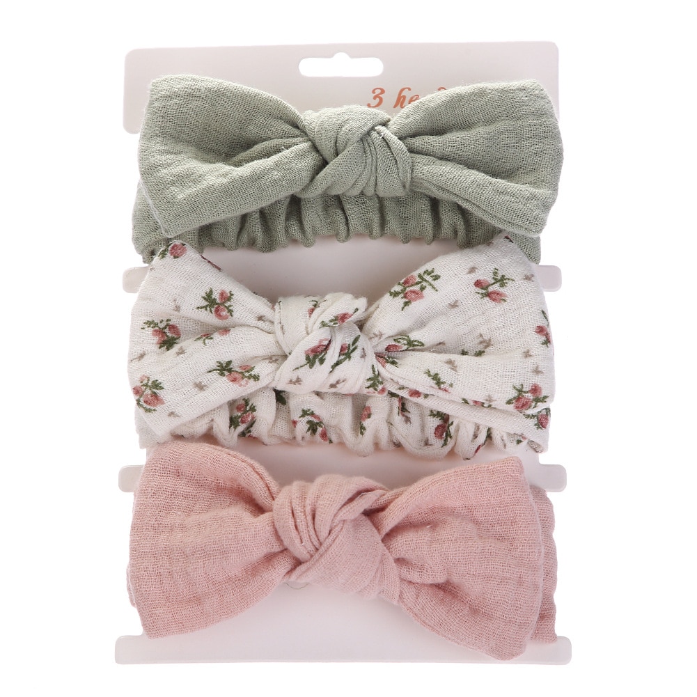 3Pcs/Set Cotton Bows Baby Headband Solid Color Rabbit Ear Newborn Headbands For Children Turban Kids Baby Girl Hair Accessories