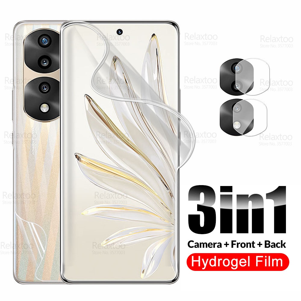 3in1 Camera Glass Front Protective Film For Honor 70 Pro Screen Protector On Honr Hnor 70Pro Honor70Pro Honor70 5G Hydrogel Film