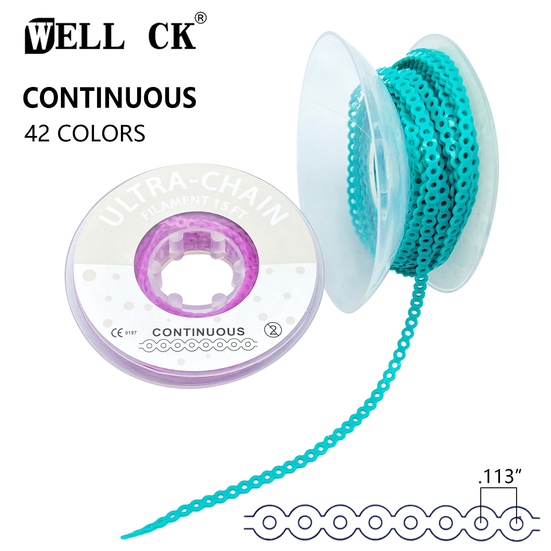 WELL CK 15feet Dental Orthodontic Elastic Rubber Power Chain Rubber Band Continuous Type Elastic Ultra Power Chain High Strength