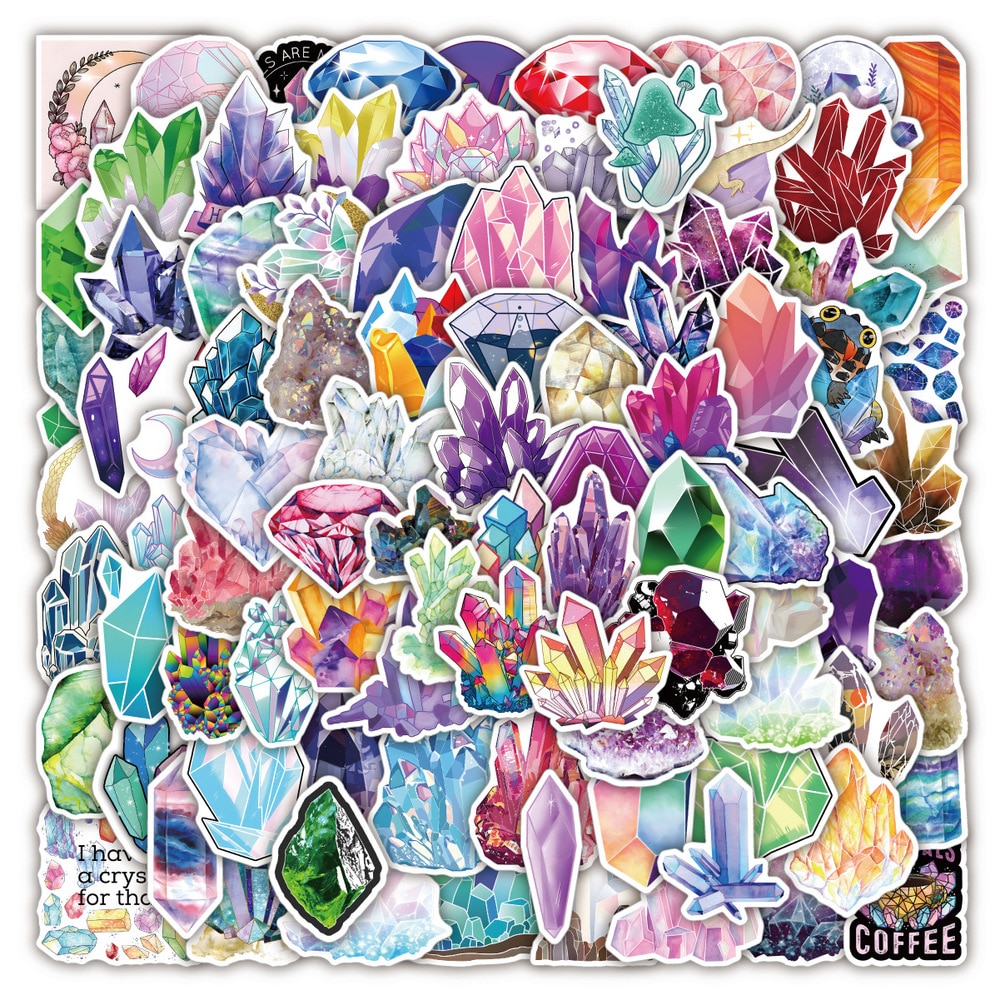 50/100Pcs Colorful Lucky Crystal Graffiti Stickers Aesthetic DIY Water Bottle Laptop Skateboard Car Motorcycle Bicycle Luggage