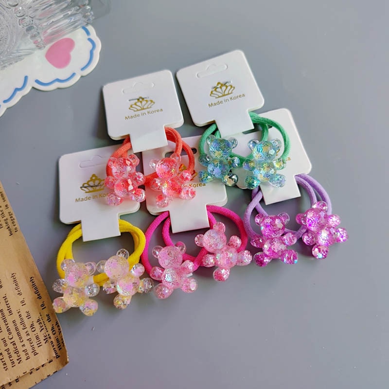 New Girl Hairband Cute Children's Hair Ring Bear Sequins Girl Hair Rope Rubber Band Elastics Hair Accessories Head Wrap Tia