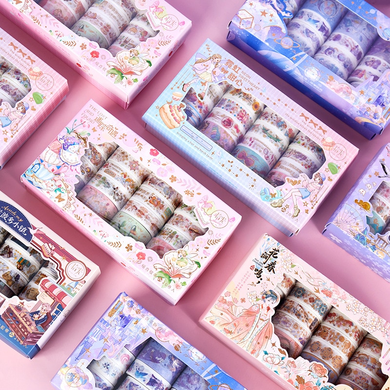 20 rolls of washi tape set girl creative art diy basic hand account material cartoon hand account decoration gift box student