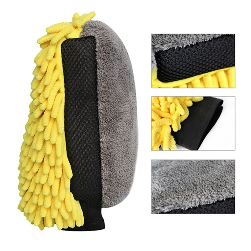 Washing Car Accessories Microfiber Coral Fleece Carwash Clean Tools Thick Wipe Cloth Auto Care Double-faced Glove Cleaning Mitt