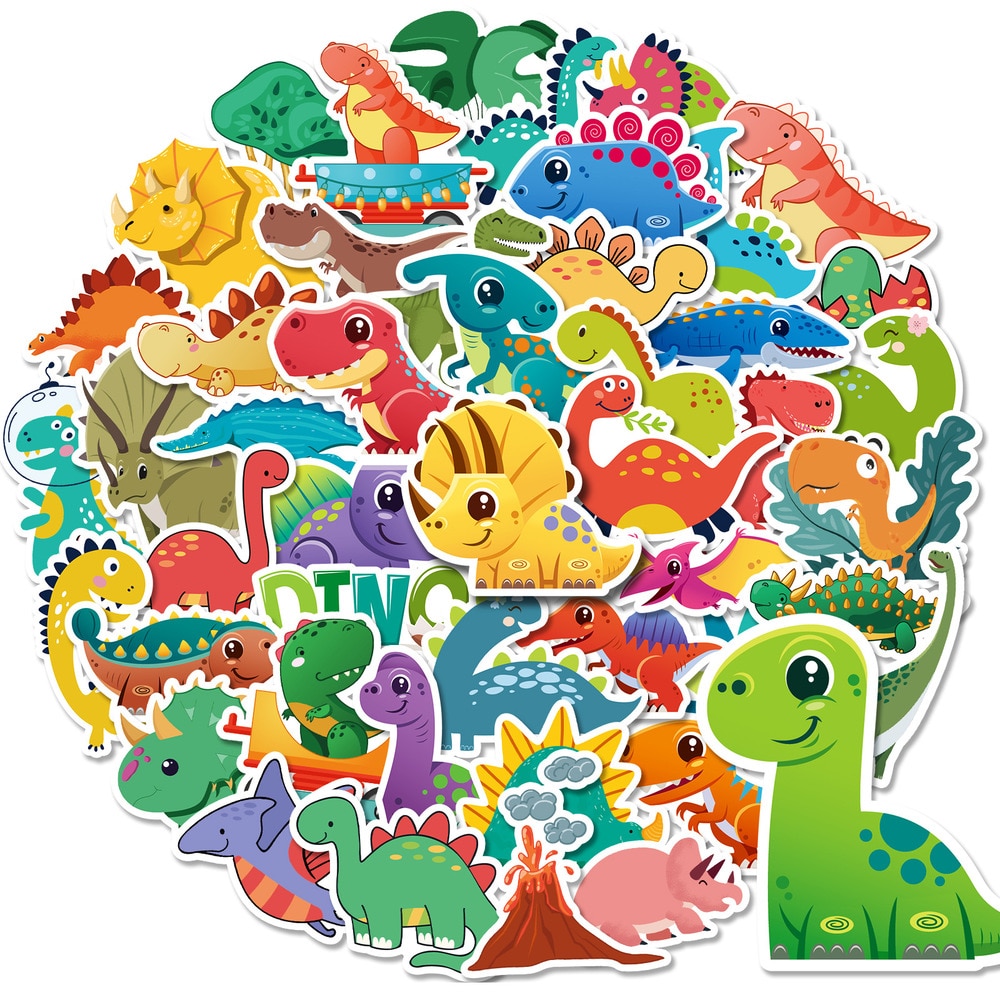 10/50Pcs Cute Cartoon Dinosaur Stickers DIY Phone Snowboard Laptop Luggage Fridge Guitar Graffiti Waterproof Classic Stickers
