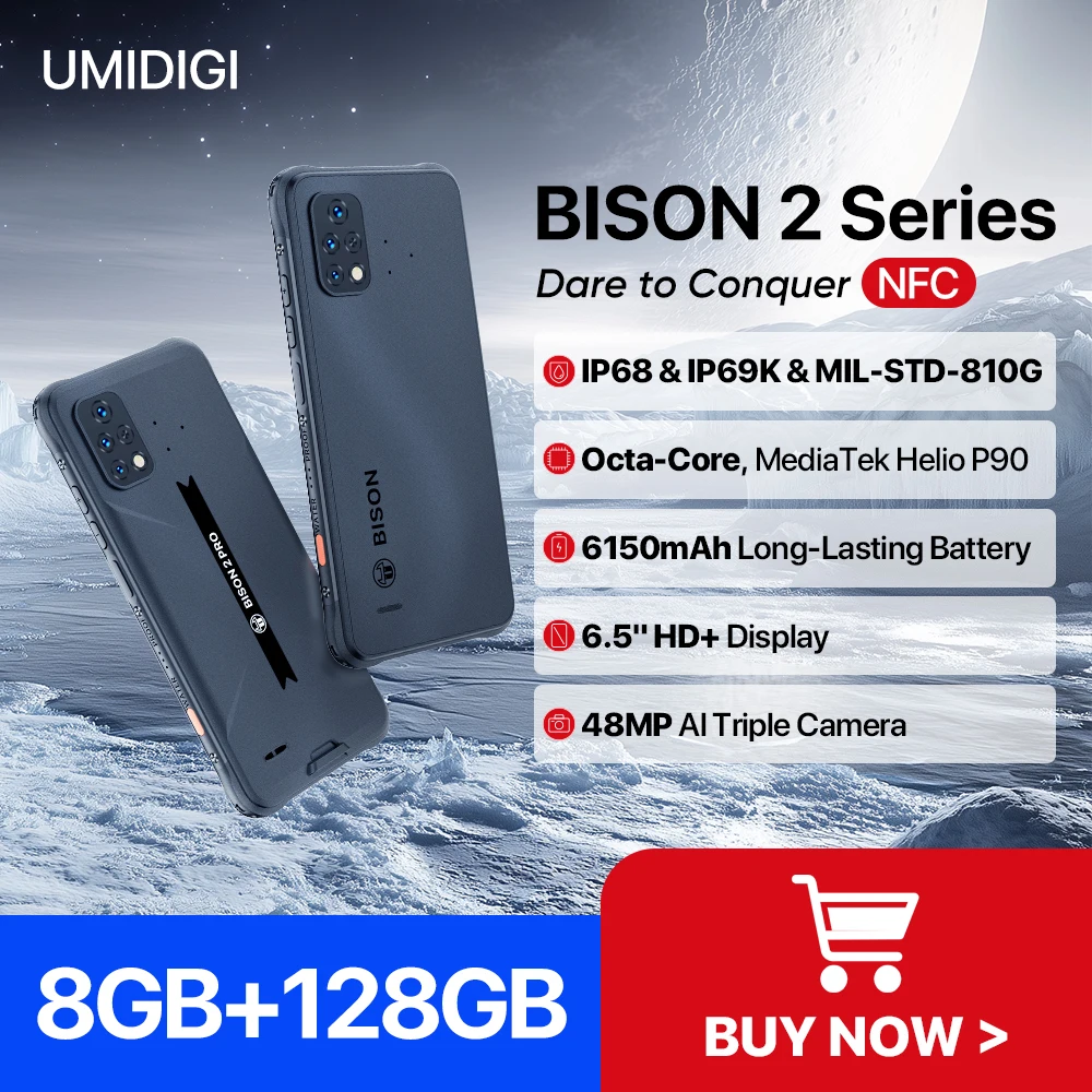 UMIDIGI BISON 2, BISON 2 PRO Android 12 Rugged Smartphone Helio P90 ROM 128GB 256GB Phone 48MP Triple Camera 6150mAh Cellular