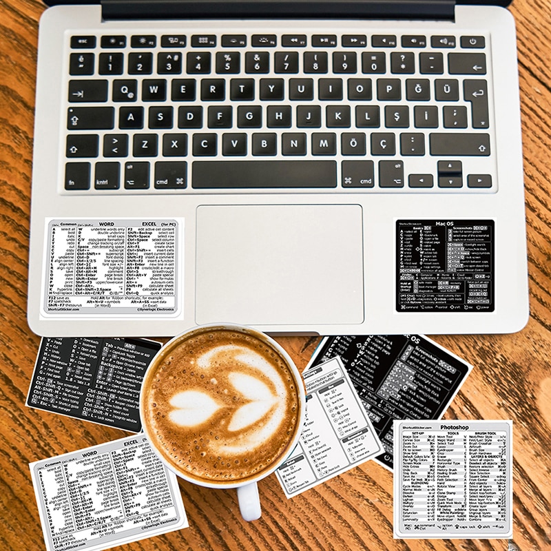 30Pcs Windows Word Excel For Windows Adobe Photoshop Quick Reference Keyboard Guide Shortcut Adhesive Sticker Fit For Laptop PC