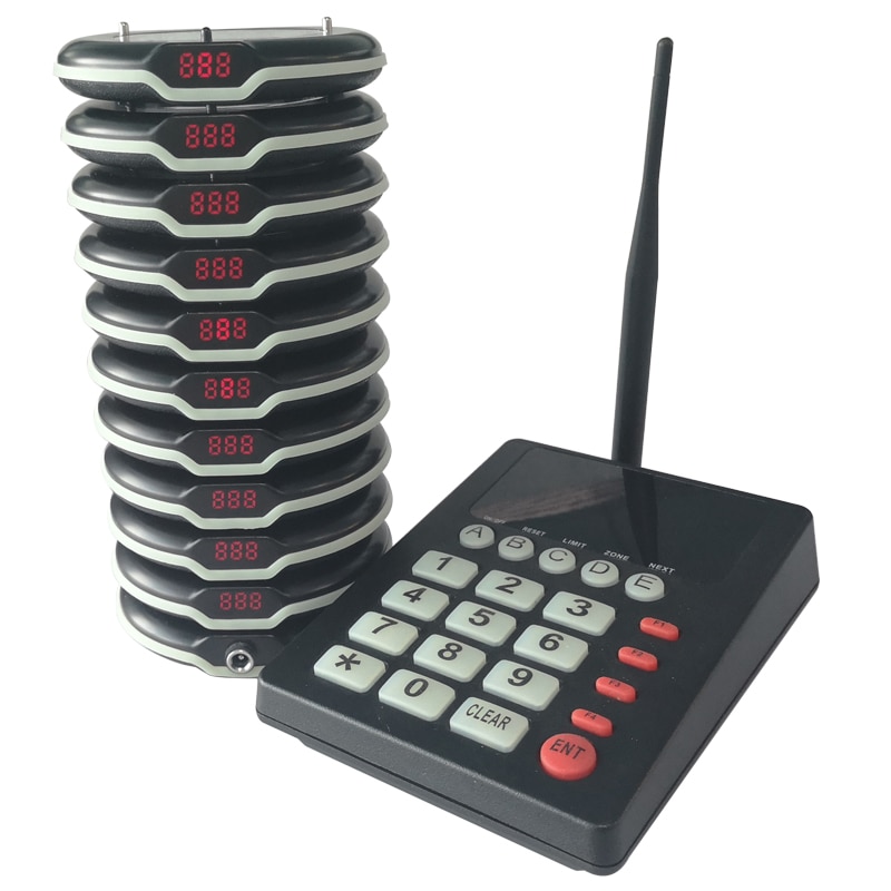 Wireless Pager Queuing Calling System Waterproof Coaster Pager with Kitchen Keyboard for Restaurant Food Truck Bar Cafe Church