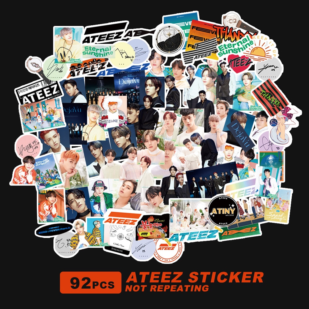 92pcs/set Kpop ATEEZ Character Stickers Waterproof High quality HD Photo for laptop Cup Notebook Stickers