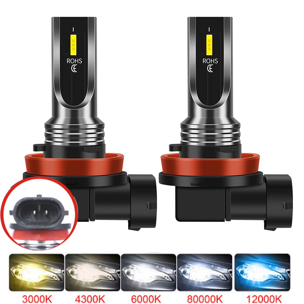 2Pcs H11 H10 H4 H7 Turbo LED Car Headlight Bulbs 3000K 6000K PSX24W 9005 HB3 9006 HB4 H8 Auto Lights Automobile Driving Fog Lamp