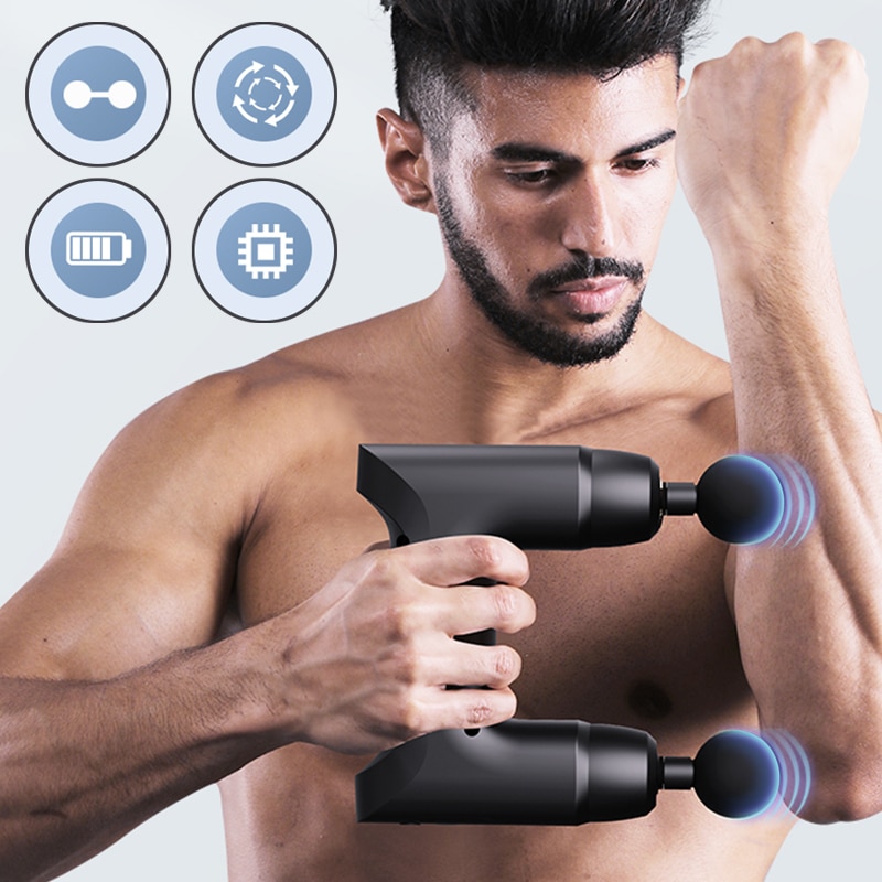 2022 Double Head Massage Gun Electric Fascia Gun Deep Tissue Neck Body Back Muscle Massager For Fitness Relaxation Health Care