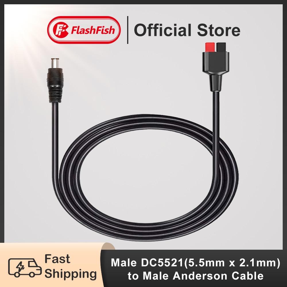 FF Flashfish DC5521(5.5mm x 2.1mm) to Anderson Connector Cable 8AWG Male Power Plug Cable Connect Power Station and Solar Panel