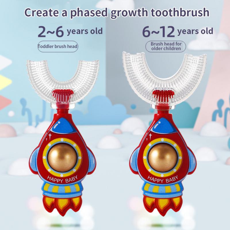 Baby Toothbrush 360 Degree U-shaped Soft Silicone Toothbrush Teethers Children's Teeth Oral Care Cleaning Brush 2-12 Years 