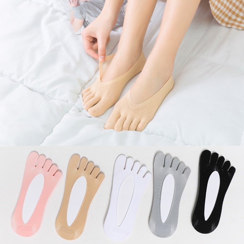 1/3 PcsWomen's Summer Five Finger Socks Women's Ultra-thin Socks Funny Toe Invisible Socks Silicone Non-slip