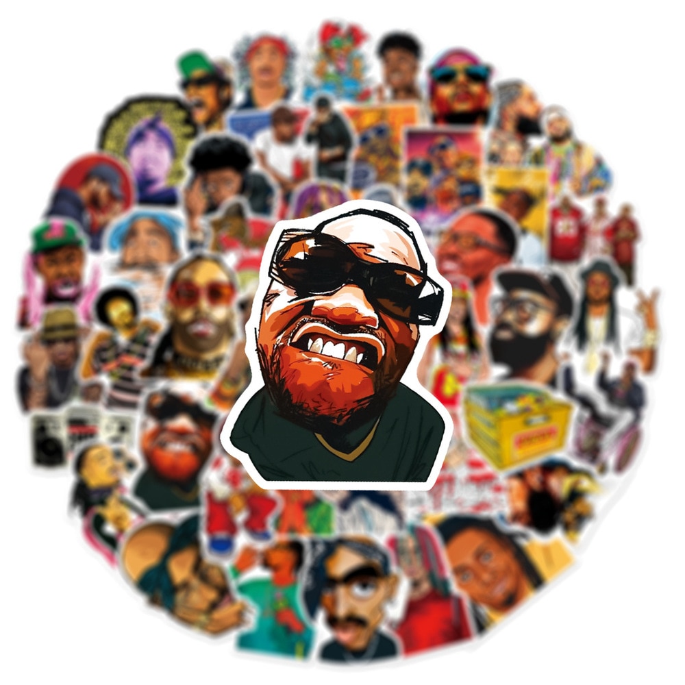 10/50PCS Hiphop Music Cool Rapper Stickers DIY Travel Luggage Phone Laptop Waterproof Classic Toys Decal Rap Star Stickers