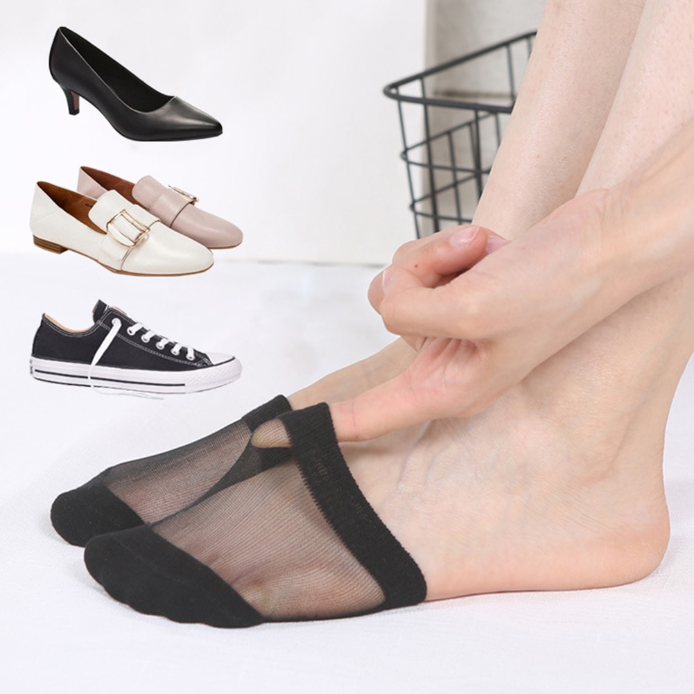 1Pair Women Summer Forefoot Half Foot Toe Cover Socks Invisible No Show Female Breathable Cotton Socks Candy Color