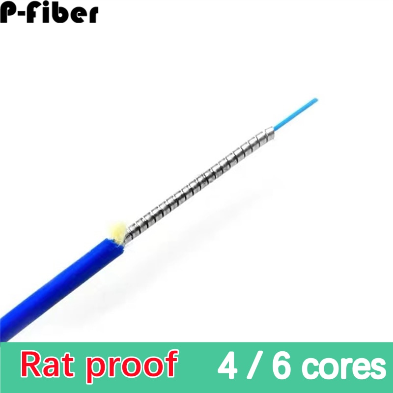 100m 4cores 6 cores armored cable ratproof optical fiber wire indoor waterproof stainless steel 100mtr 4c 6c
