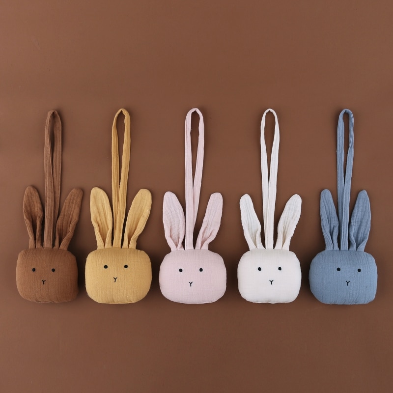 Handmade Baby Pacifier Clip Bunny Pendant Infant Newborn Pacifier Chain Silicone Nipple Hanging Soother Dummy Holder