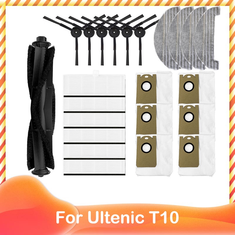 Replacement For Ultenic T10 Self-Empty Robot Vacuum Spare Parts Accessories Main Brush Side Brush Hepa Filter Mop Rag Dust Bag