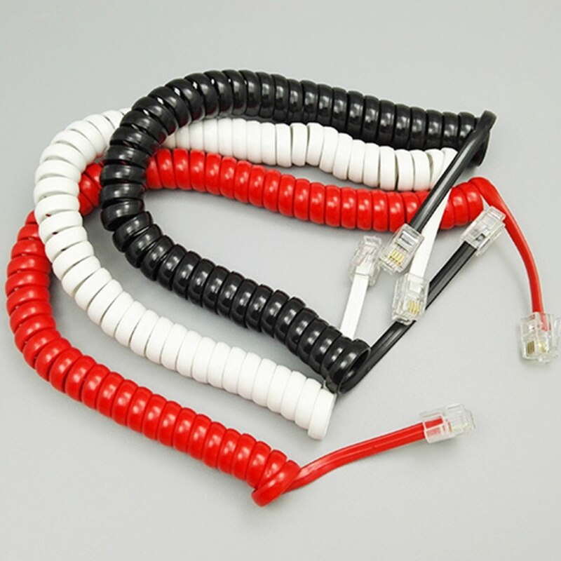 6FT 4-core Coiled Wire Phone Handset Cable Telephone Connection Line RJ9 1.85m/72.8in Black/Red White K1KF