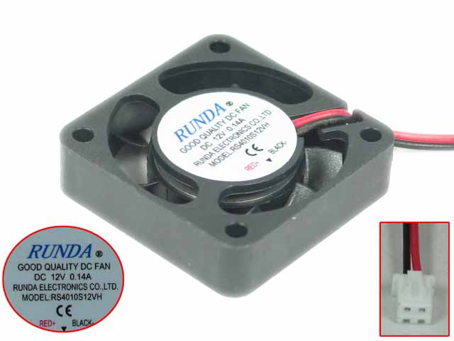 RUNDA RS4010S12VH DC 12V 0.14A 40x40x10mm 2-Wire Server Cooling Fan