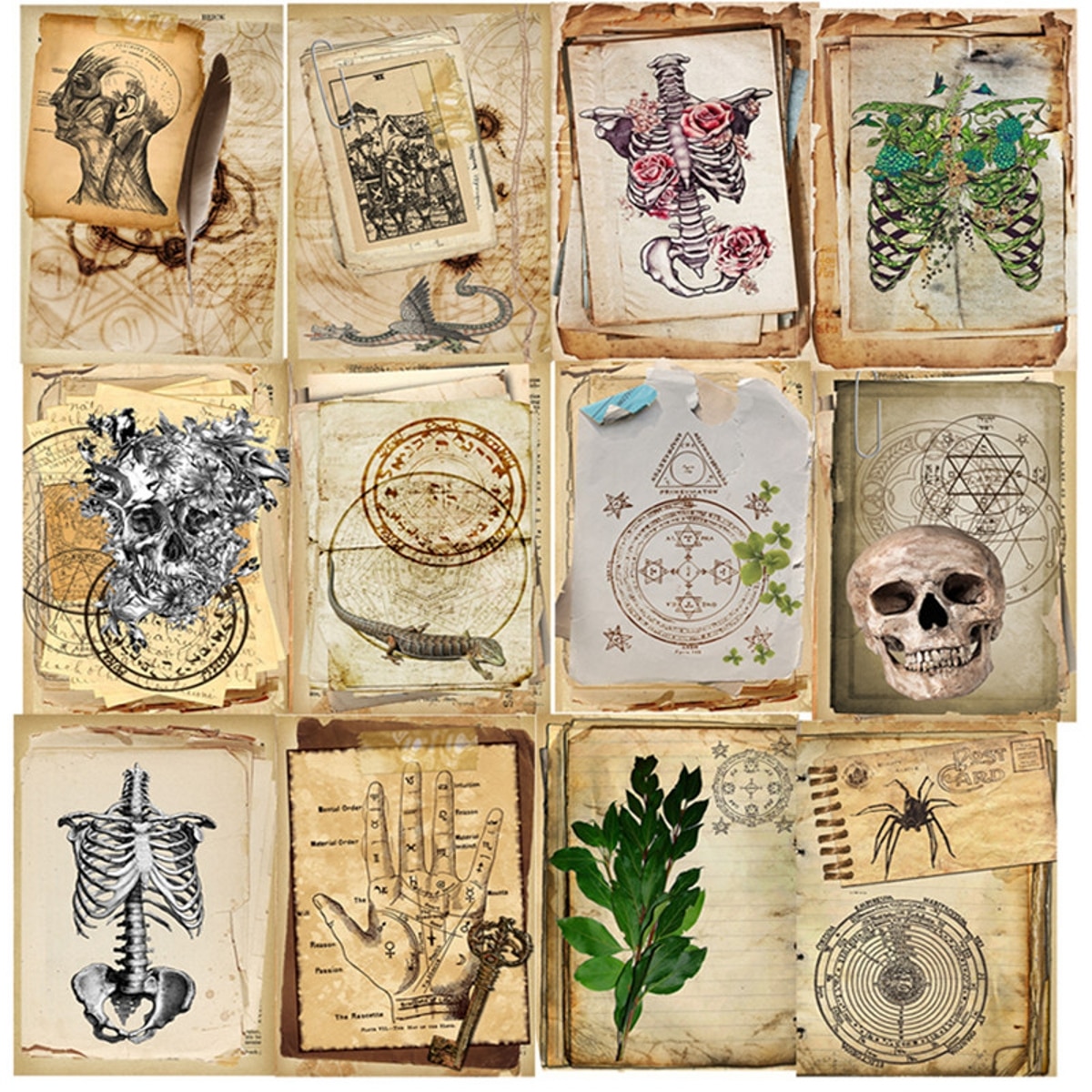 26Pcs/Pack Retro Horror Skull Experiment Vintage Sticker DIY Craft Scrapbooking Album Junk Journal Decorative Stickers