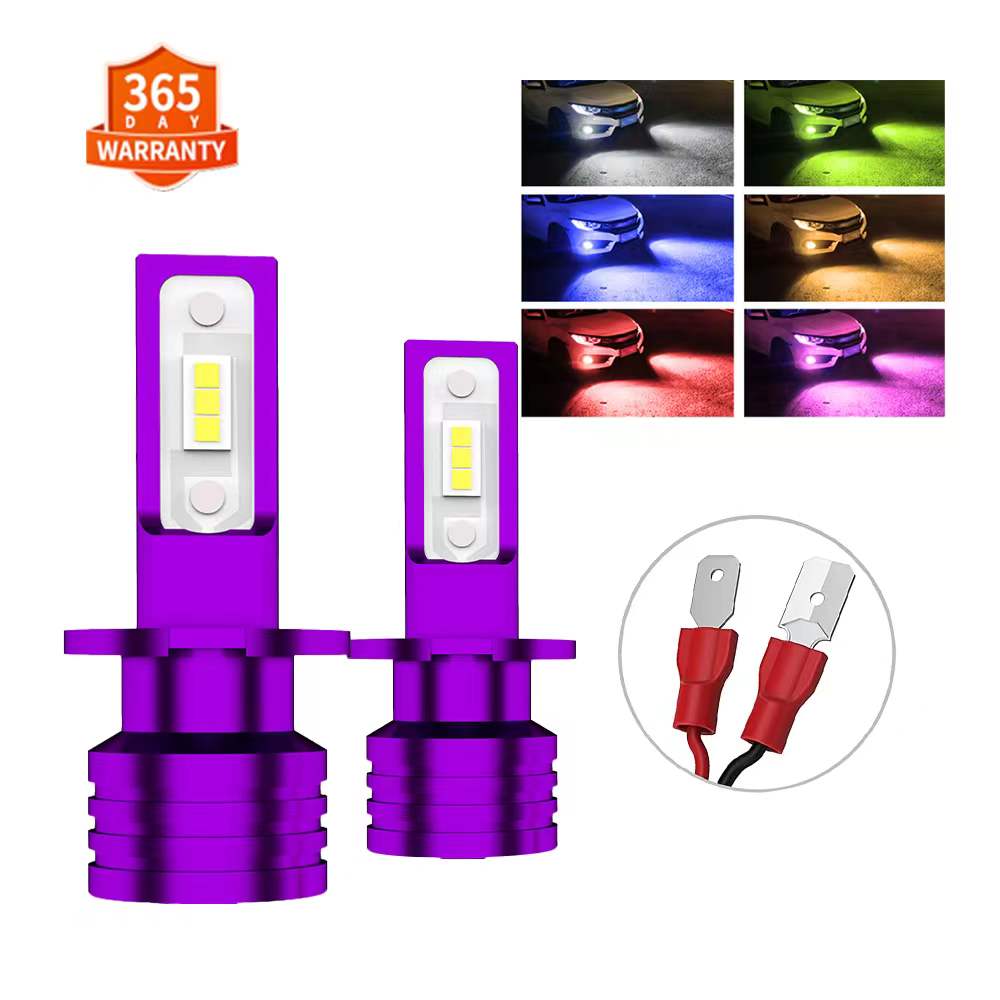 2PCS H1 H3 LED Fog lights Bulbs 6000K White 3000K Auto Fog Lamp Day Running Light CSP White Blue Yellow Red Purple Green