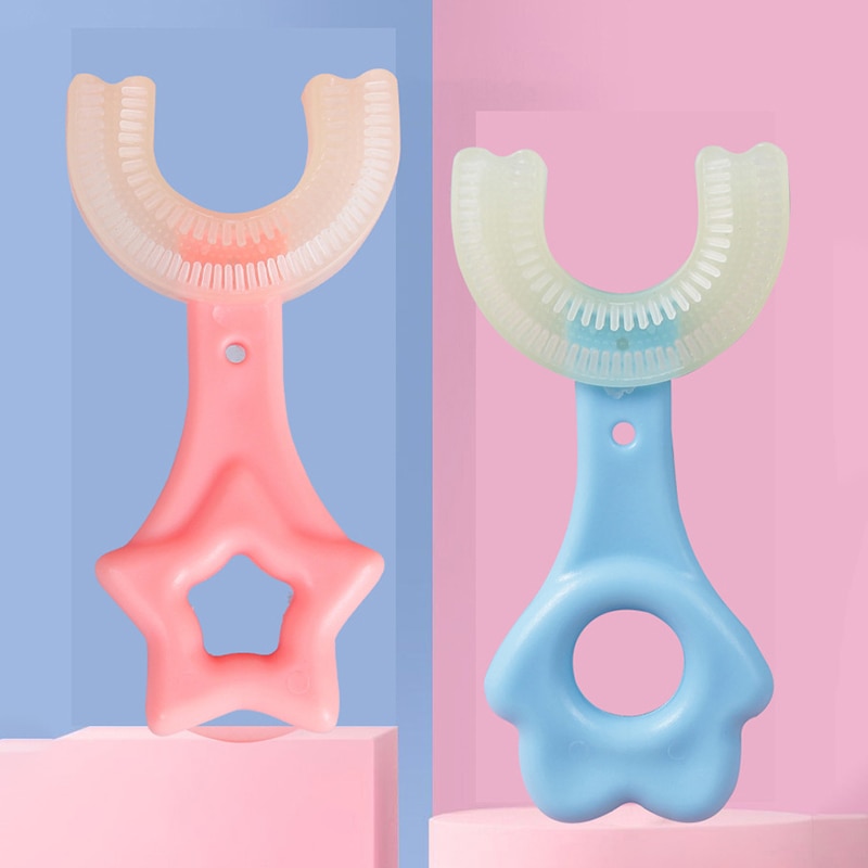 U-shaped Toothbrush Children Manual Toothbrush Kids Silicon Safety Manual Teeth Oral Care Cleaning Brush for Toddlers