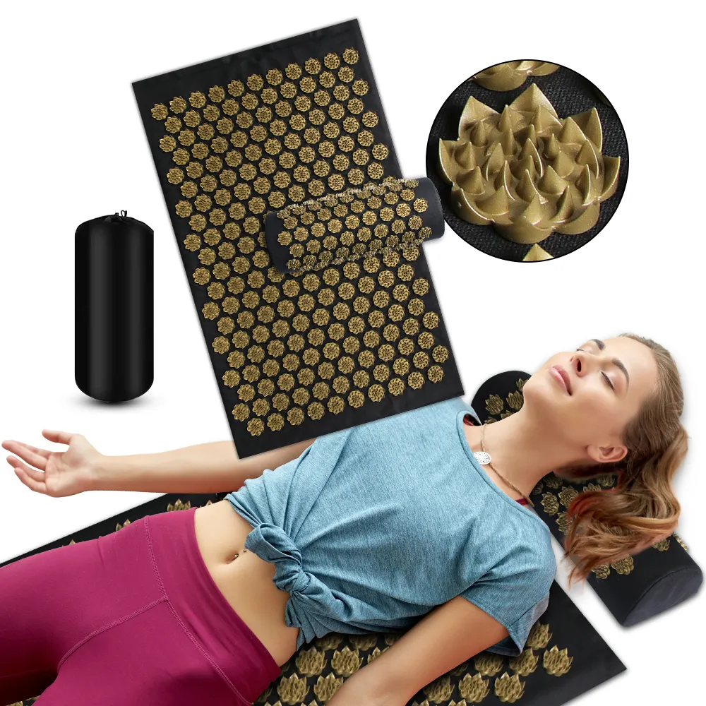 Pranamat Eco Lotus Spike Mat Acupuncture Massage Cushion Kuznetsov's Applicator for Neck Foot Back Yoga Acupressure Massage