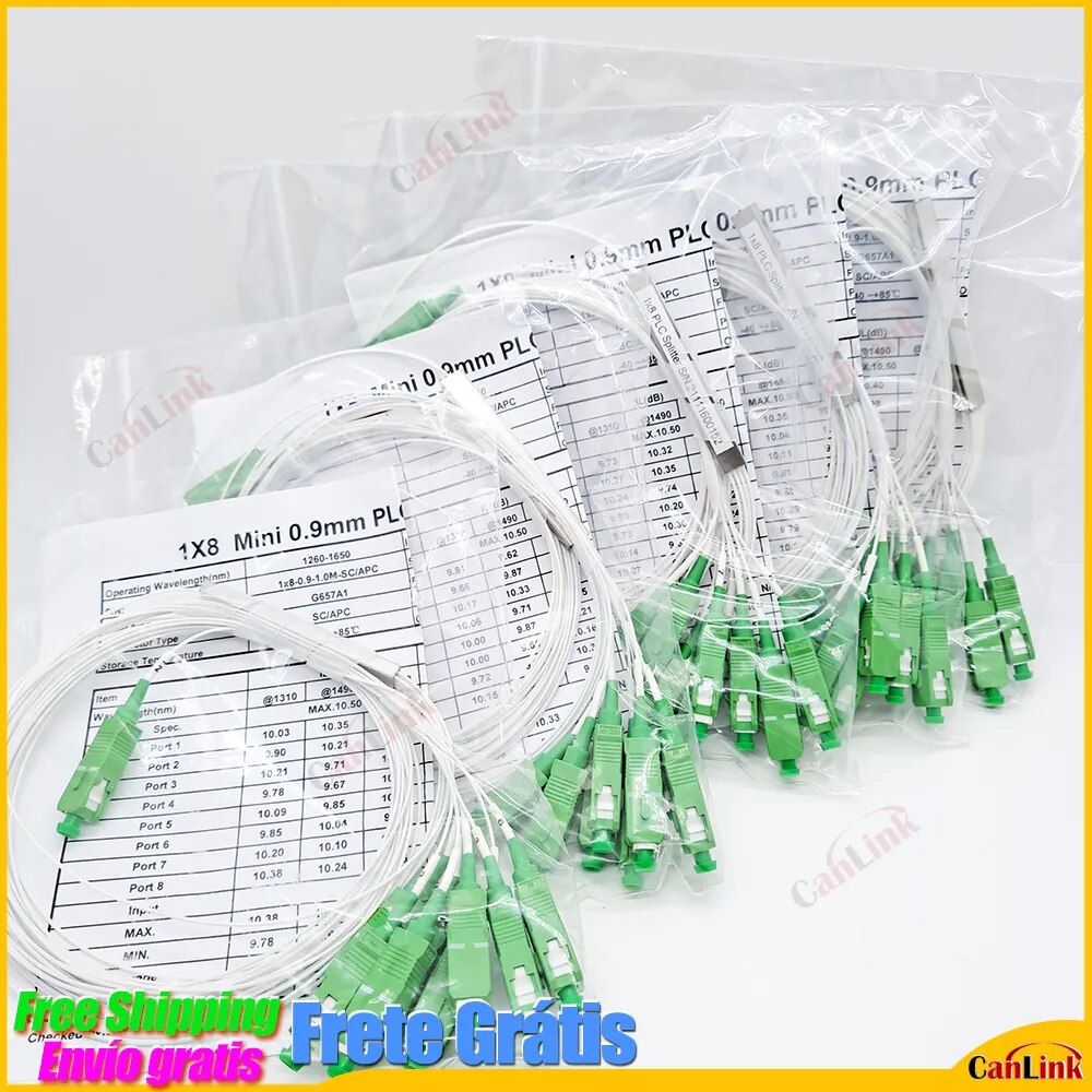 1x8 Single Mode SC/APC 0.9mm Mini Steel 1*8 Fiber Planar Lightwave Circuit Connector Optic PLC Splitter