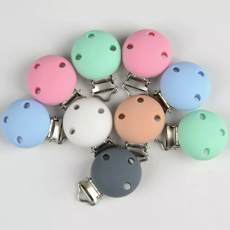 3pcs/Set 30mm Round Silicone Pacifier Clip Baby Pacifier Clips BPA Free Food Grade Silicone DIY Teether Chain Accessories