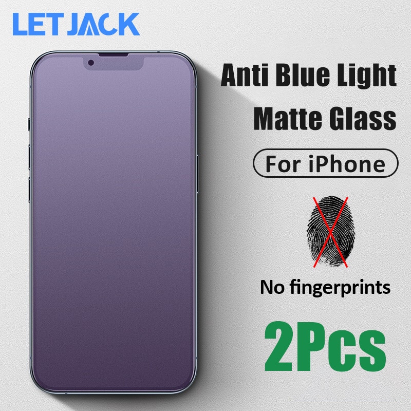 2Pcs Full Cover Anti-blue Light Matte Tempered Glass for iPhone 13 12 Mini 11 Pro XS Max X XS XR SE 8 7 6s Plus Screen Protector