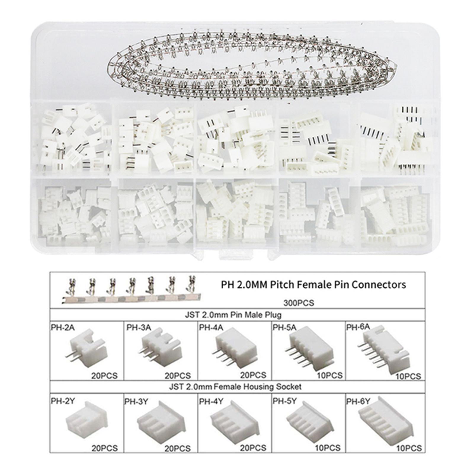 460pcs PH2.0 2p 3p 4p 5 Pin 2.0mm 2.54mm Pitch Terminal Kit / Housing / Pin Header JST Connector Wire Adaptor PH Kits