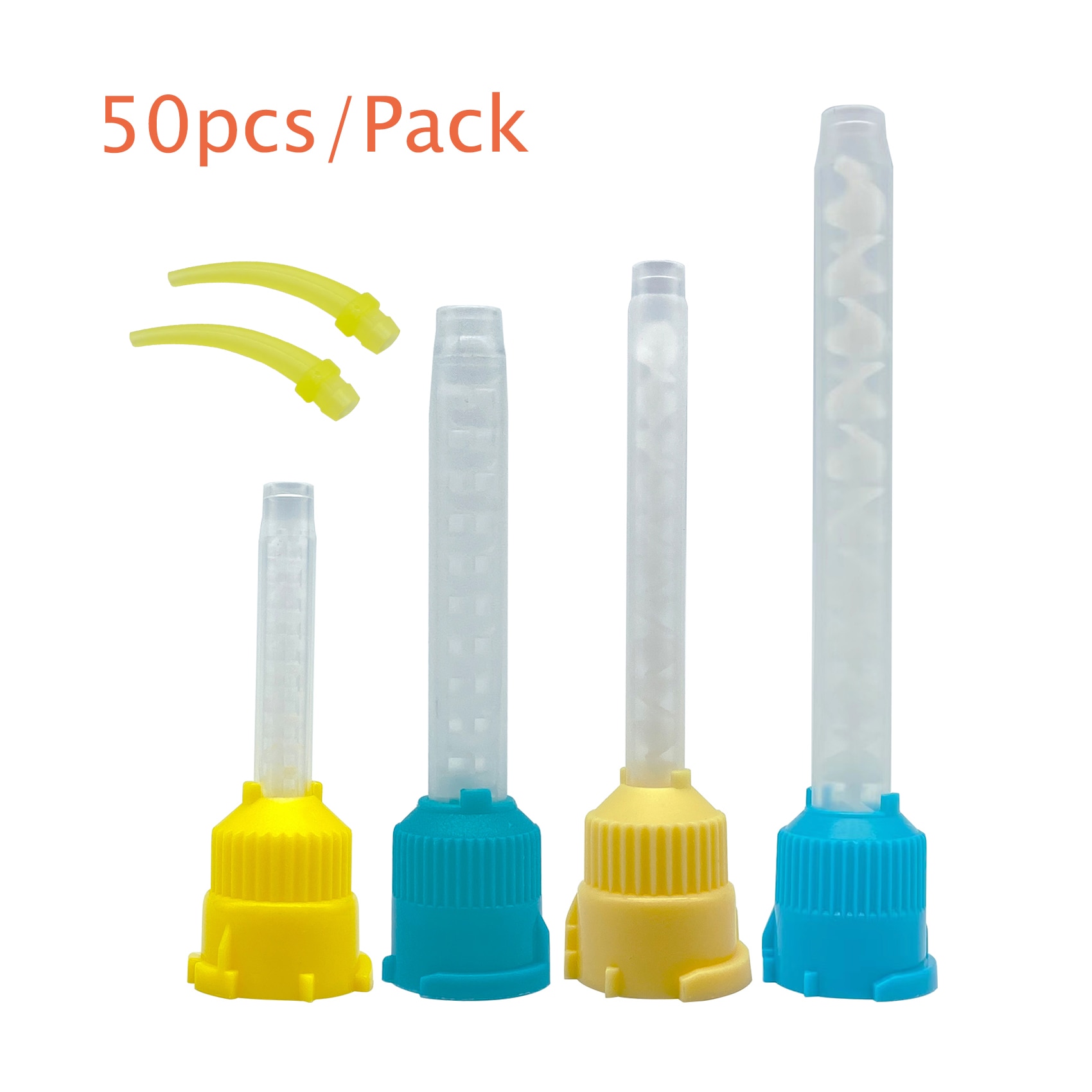 50pcs 1:1 Dental Materials Dentistry Silicone Rubber Gun Conveying Mixing Head Disposable Silicone Rubber Mixing Head