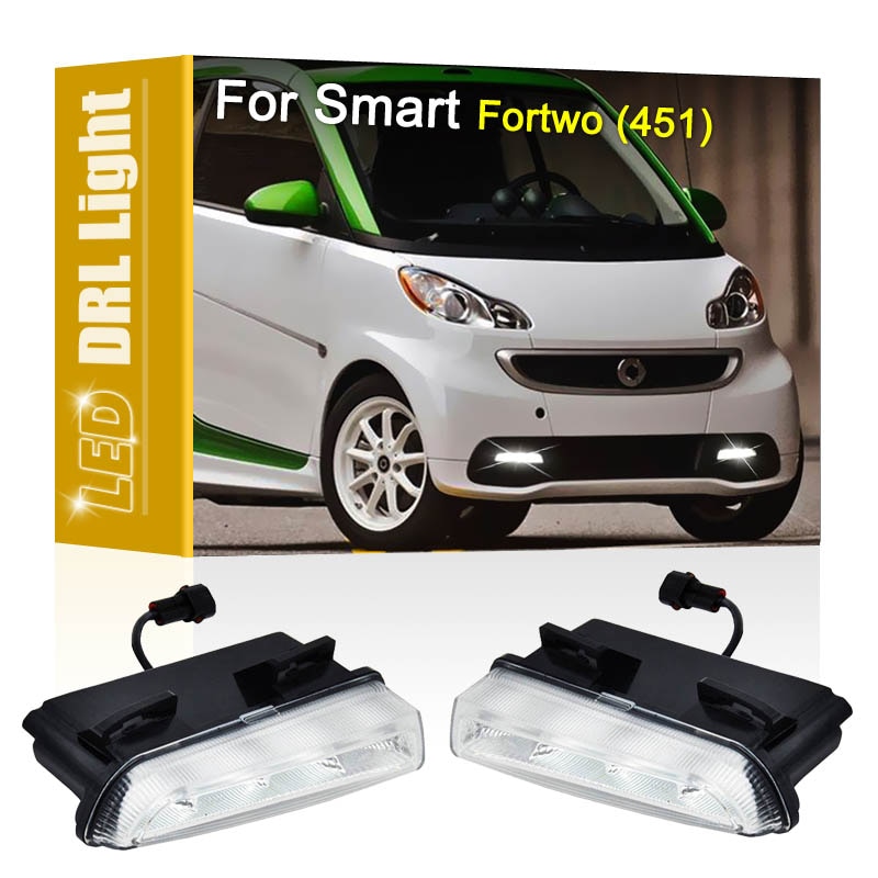 2Pcs Waterproof White Front Bumper DRL Lamp Assembly LED Daytime Running Light For Smart Fortwo (451) 2013 2014 2015