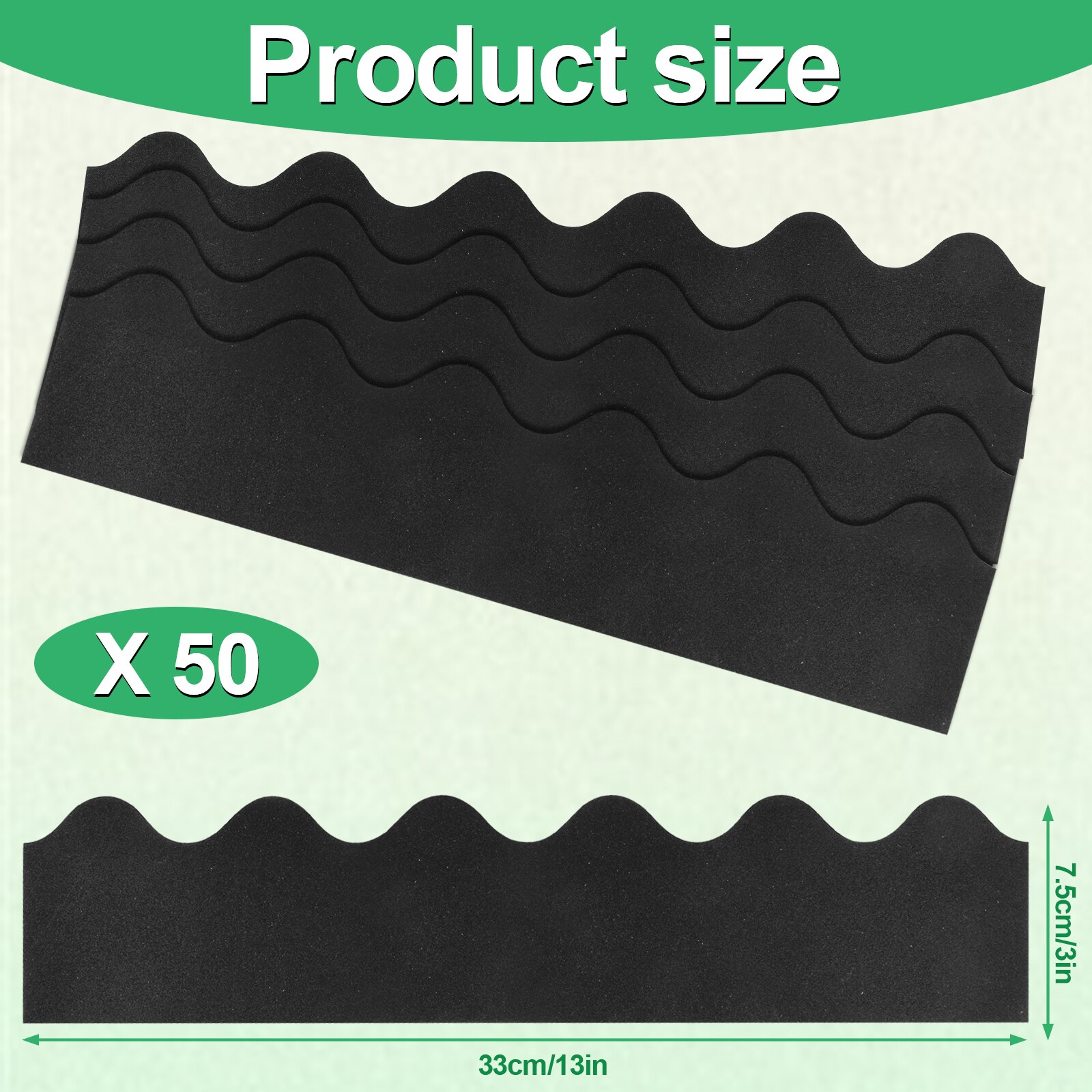 50pcs Party DIY Classroom Decoration Scalloped Edge School Office Reusable Decorative Trim Bulletin Board Border Glitter