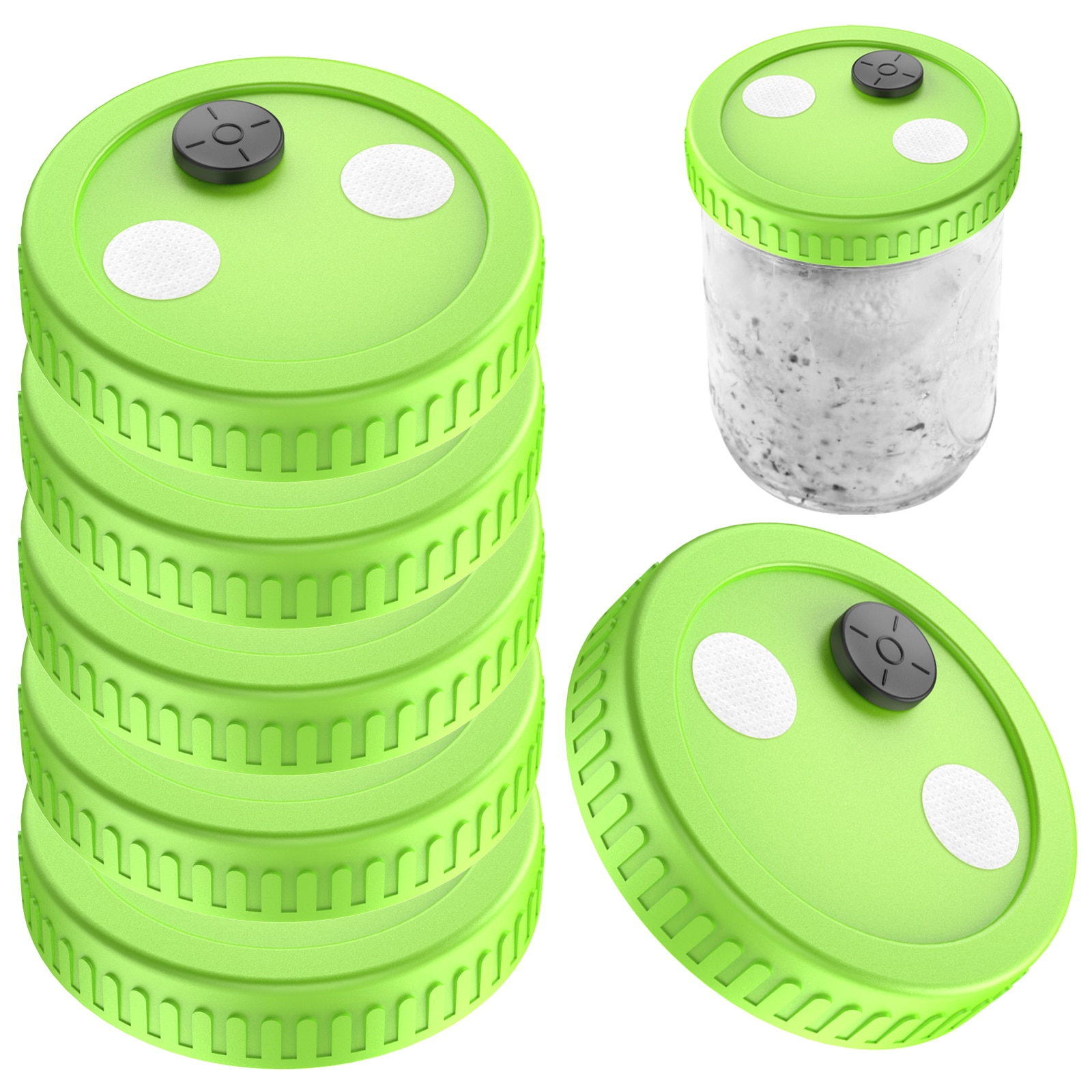 Liquid Culture Lids - Autoclavable WIDE Mouth Jar Lids with Heavy Duty Injection Port for Mushroom Cultivation