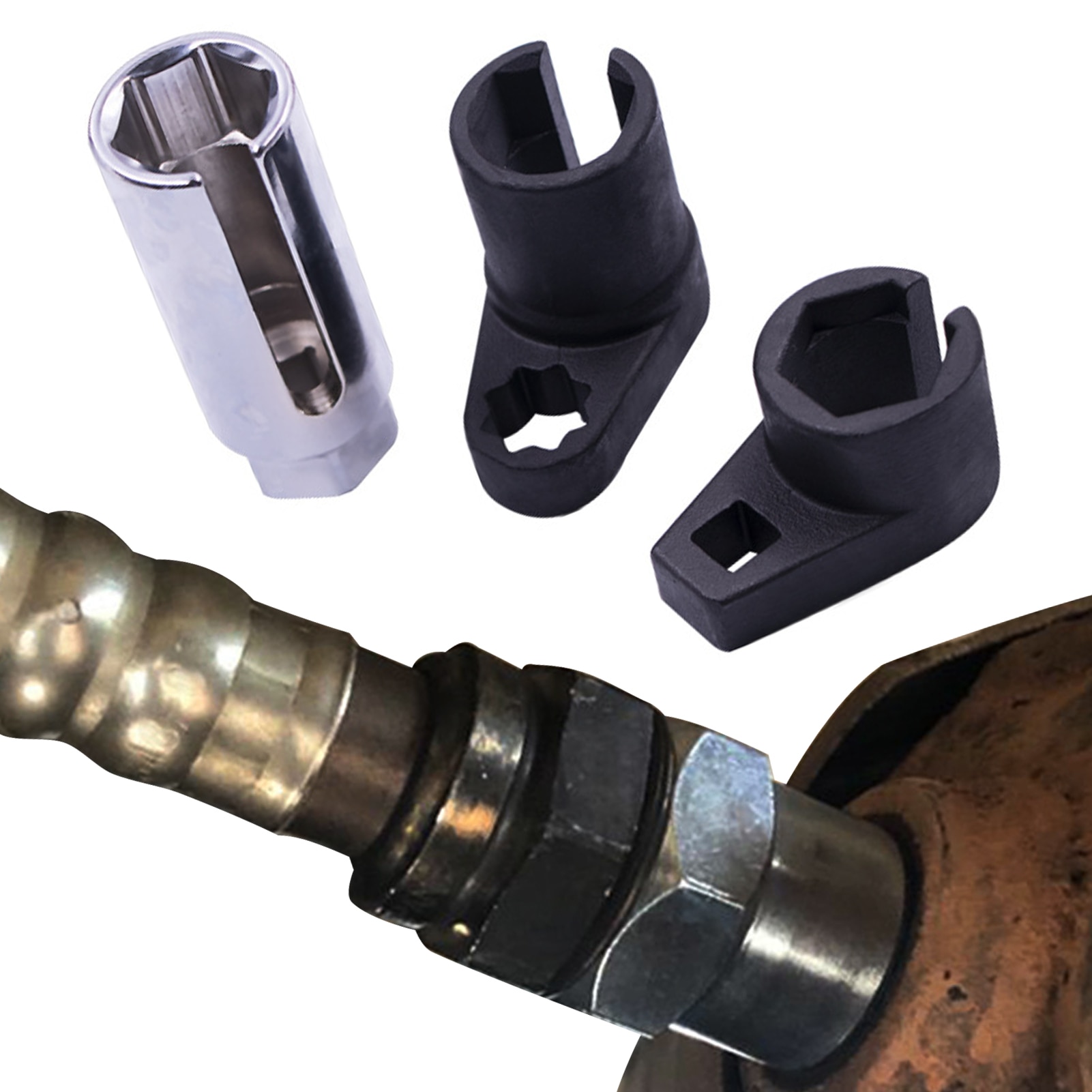 Oxygen Sensor Remover Socket 22mm Sensor Socket Wrench 3 Pcs Wire Gate Accesses Sensor From Side Preventing Damage To Wires