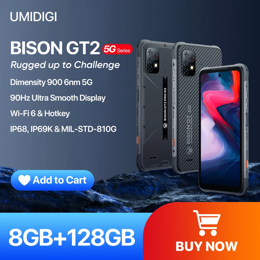 UMIDIGI BISON GT2/GT2 PRO 5G Phone Rugged Smartphone Android IP68 Dimensity 900 6.5" FHD+ 64MP Triple Camera 6150mAh Batter