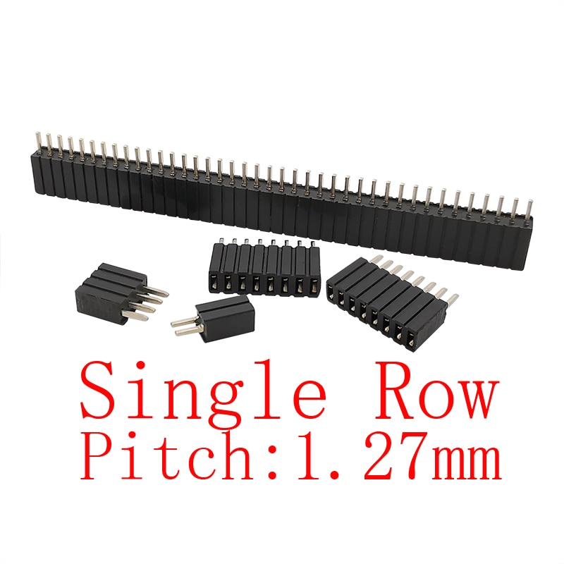 10Pcs 1.27 mm Pitch Single Row Pin Header Female Socket PCB Board Connector 2P-50Pin 1.27mm Pinheader Socket Straight Strip