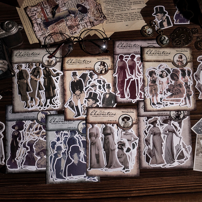 30 Pcs Vintage Washi Paper Stickers Medieval Characters Antique People Stickers For Diary Album Art Craft Notebook Journal