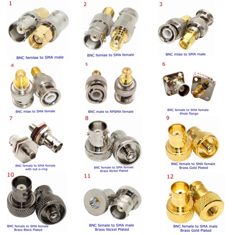 2Pcs/lot Q9 BNC To SMA Disc Male Female Connector SMA To BNC Disc Walkie-talkie Hand Station Coaxial Adapter Fast Delivery Brass