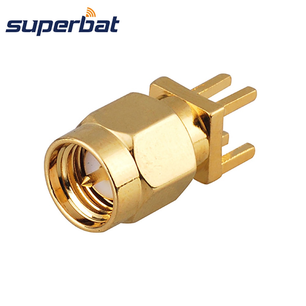 Superbat SMA End Launch Male Vertical 1.6mm 0.062" PCB Mount RF Coaxial Connector