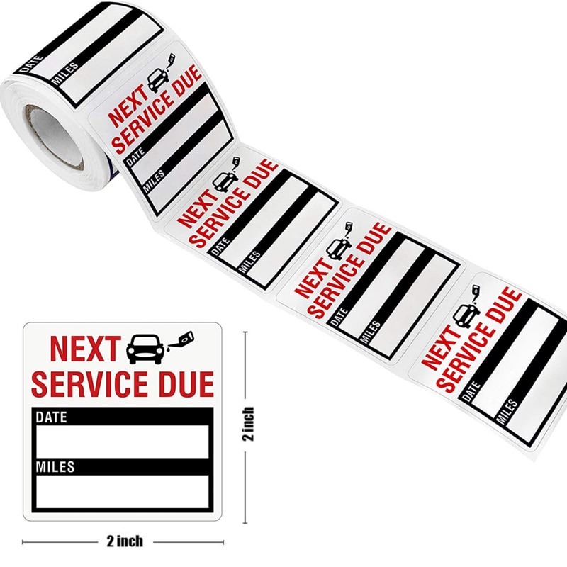 100-300pcs/roll Oil Change Maintenance Service Reminder Stickers Window Sticker Adhesive Labels Car Sticker "NEXT SERVICE D