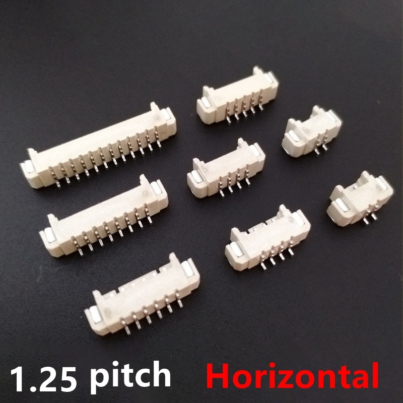 1.25mm pitch horizontal patch 2/3/4/5/6/7/8/9/10/12p horizontal patch pin holder connector connectors