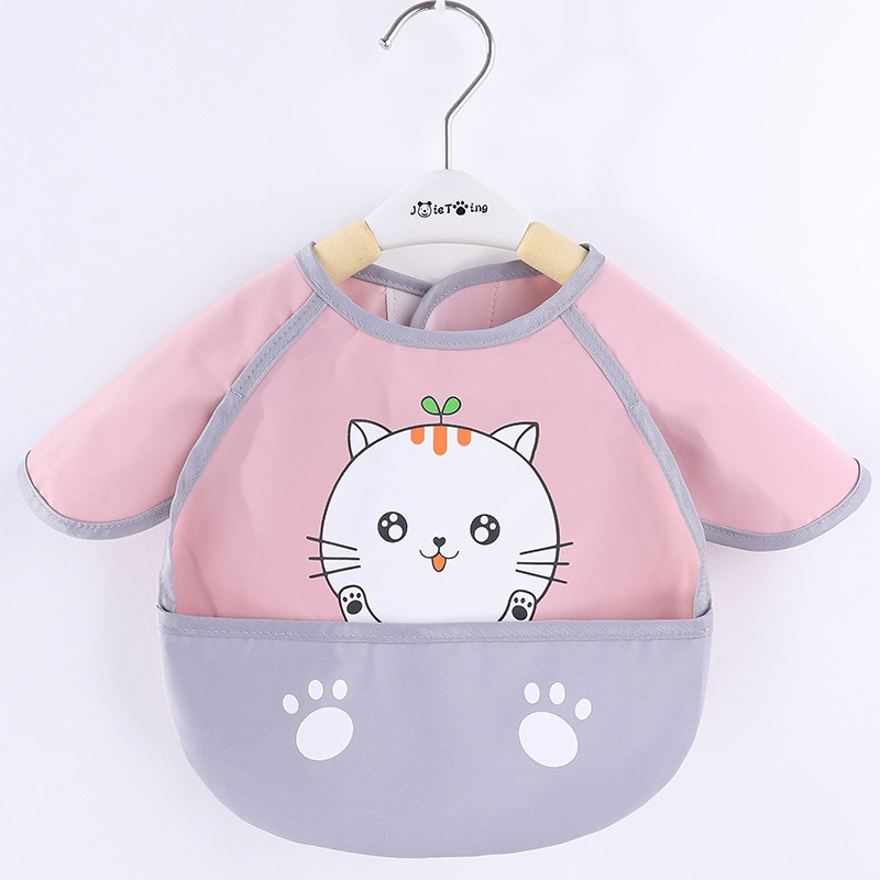 Baby Bibs Baby Eating Waterproof Colorful Cute Cartoon Print Kids Long Sleeve Bib Chaildren Feeding Apron Bibs