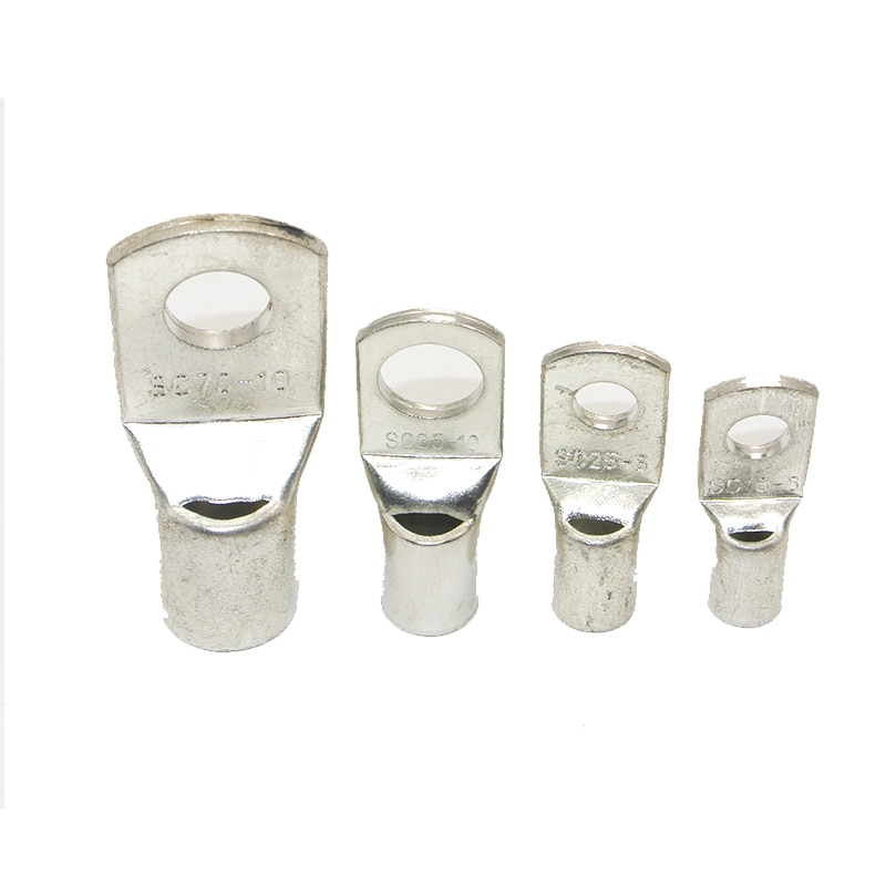 5PCS 25mm 35mm 50mm Tinned Copper Lugs Ring Crimp Terminals Battery Wire Connectors Bare Cable Soldered Terminal SC35-8 SC50-8