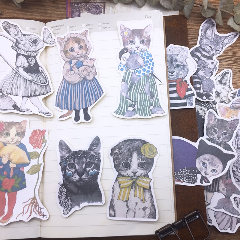 15pcs cat animal cute pet cute funny diary decoration DIY Scrapbooking Journal Phone Diary Album Planner Gift Decoration