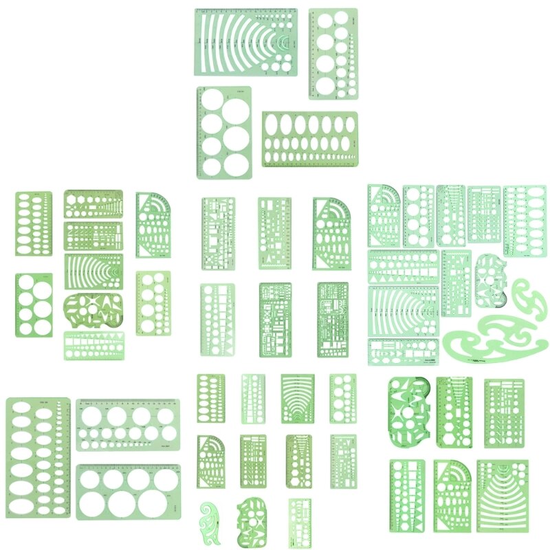 Architectural Templates Landscaping Architecture Drafting Ruler Shapes Drawing Stencils for School Work Green Plastic